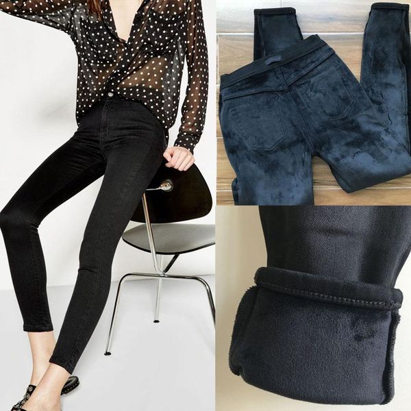 women's jeans style autumn winter fashion classic trendy high s waist additive show thin pencil thickening fleece pants, Blue
women's jeans style autumn winter fashion classic trendy high s waist additive show thin pencil thickening fleece pants, Blue