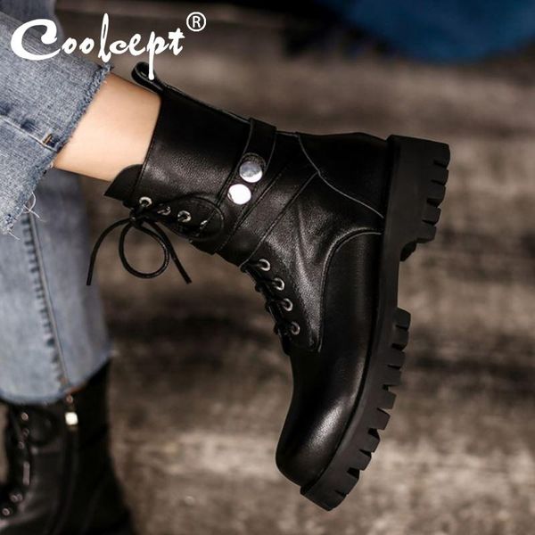 boots coolcept real leather women ankle round toe flats cross strap zipper shoes fashion party winter footwear size 34-39, Black
boots coolcept real leather women ankle round toe flats cross strap zipper shoes fashion party winter footwear size 34-39, Black