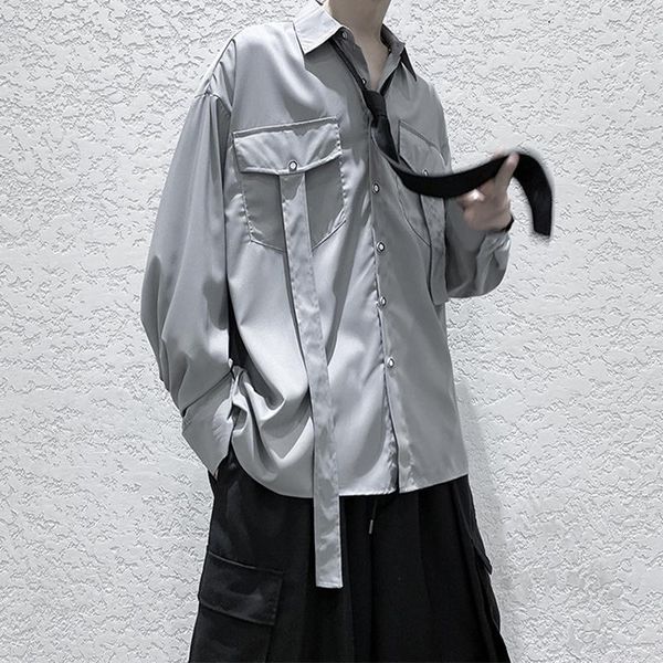 dk ribbons techwear gothic punk hip hop white men shirts with tie summer casual long sleeve korean style black male streetwear, White;black
dk ribbons techwear gothic punk hip hop white men shirts with tie summer casual long sleeve korean style black male streetwear, White;black