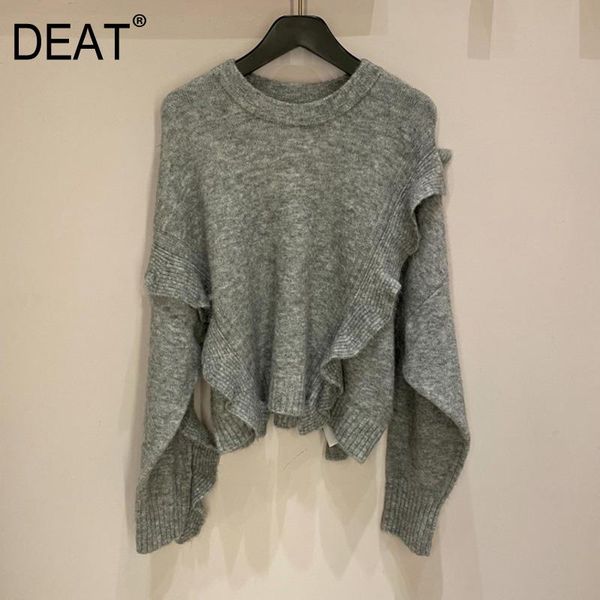 women's sweaters deat autumn and winter fashion casual round neck lotus leaf long sleeve solid slim woolen sweater women sg221, White;black
women's sweaters deat autumn and winter fashion casual round neck lotus leaf long sleeve solid slim woolen sweater women sg221, White;black