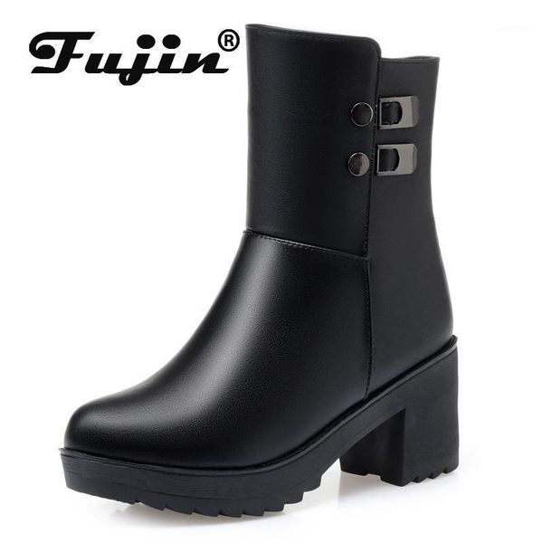 boots fujin women's winter short tube warm design wool thick heel high low shoes middle aged leather1, Black
boots fujin women's winter short tube warm design wool thick heel high low shoes middle aged leather1, Black