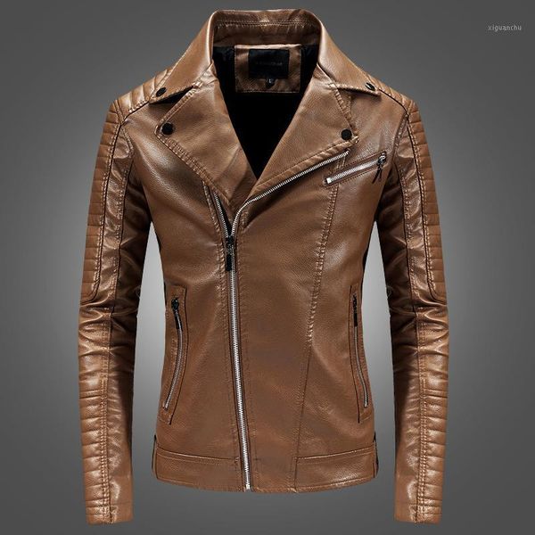 men's leather jacket men's slim short spring and autumn pu leather jacket men men1, Black