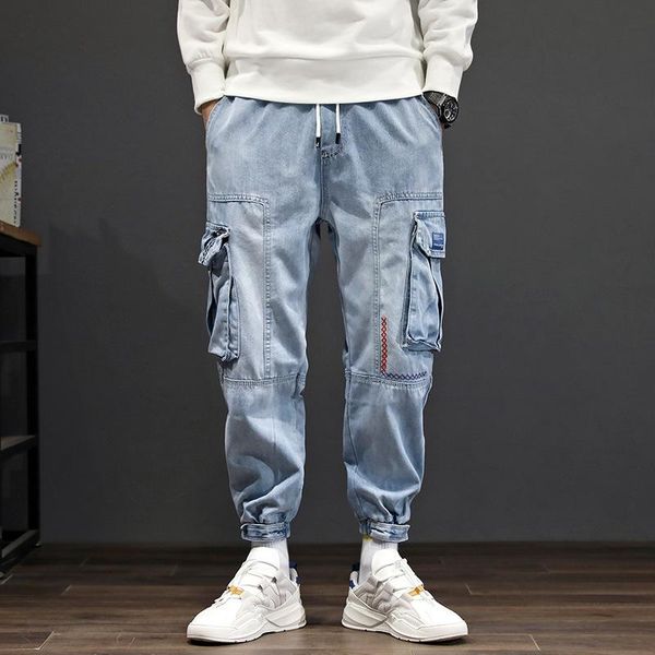 men's jeans web celebrity embroidered logo leggings for mentrendy korean version of the nine - minute halon trousers, Blue
men's jeans web celebrity embroidered logo leggings for mentrendy korean version of the nine - minute halon trousers, Blue