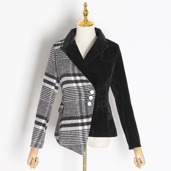 2020 winter new contrasting check pattern women's woolen blazer, suit collar, long sleeves, irregular hem, slim coat, top, White;black
2020 winter new contrasting check pattern women's woolen blazer, suit collar, long sleeves, irregular hem, slim coat, top, White;black