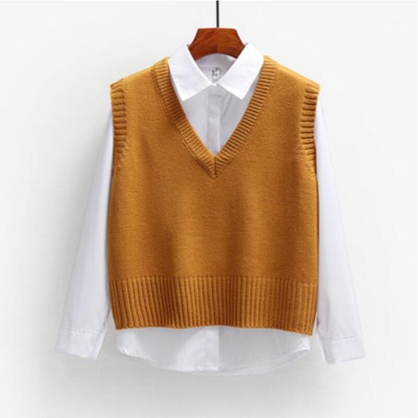 2021 spring autumn women short loose knitted sweater sleeveless women sweater vest ladies v-neck pullover female outerwear1, Black;white
2021 spring autumn women short loose knitted sweater sleeveless women sweater vest ladies v-neck pullover female outerwear1, Black;white