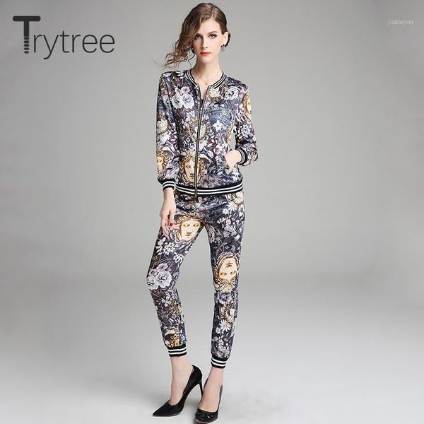 trytree spring women print two piece set thin casual pocket zipper + pants elastic waist female silky suit set 2 piece1, White
trytree spring women print two piece set thin casual pocket zipper + pants elastic waist female silky suit set 2 piece1, White