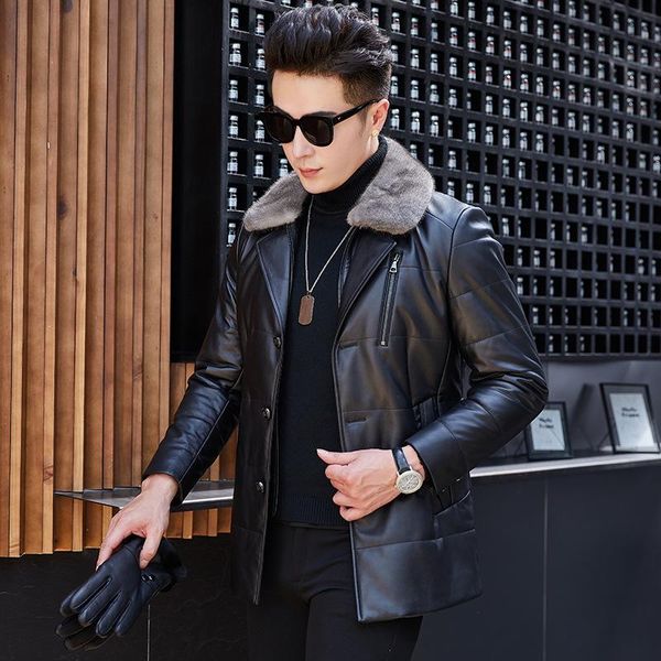 new long sheep leather trench coat down cotton-padded jacket real leather male detachable grey collar, Tan;black
new long sheep leather trench coat down cotton-padded jacket real leather male detachable grey collar, Tan;black