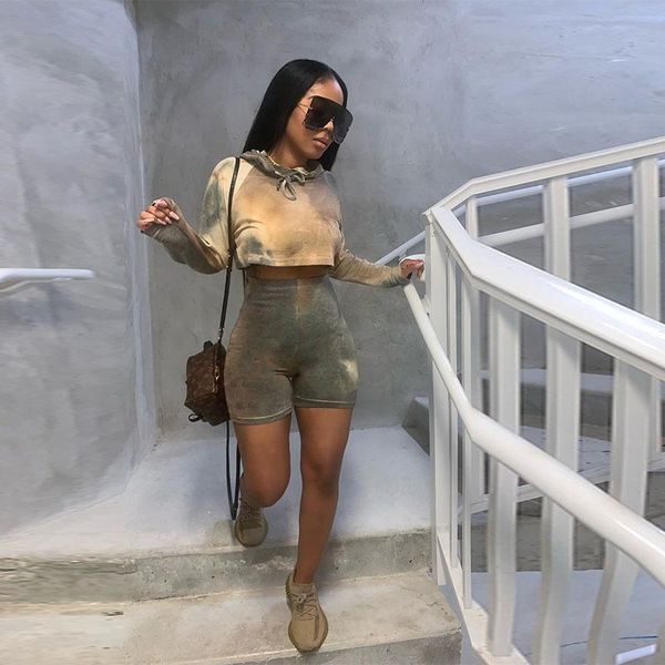 tie dye two piece outfits cropped hoodie shorts fashion clothes woman 2020 trendy activewear ladies tracksuit 2020, Gray
tie dye two piece outfits cropped hoodie shorts fashion clothes woman 2020 trendy activewear ladies tracksuit 2020, Gray