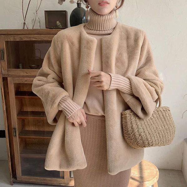 women's fur & faux winter elegant women coat streetwear autumn warm female party overcoat, Black
women's fur & faux winter elegant women coat streetwear autumn warm female party overcoat, Black