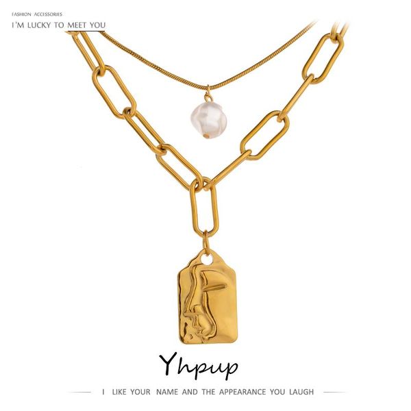 pendant necklaces yhpup stainless steel layered face portrait chain choker necklace elegant imitation pearls jewelry bijoux femme, Silver
pendant necklaces yhpup stainless steel layered face portrait chain choker necklace elegant imitation pearls jewelry bijoux femme, Silver