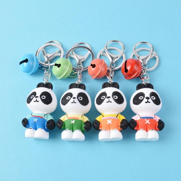 

cute animal keychain creative cartoon panda key chain kawaii doll keyrings for women bag charm pendant car key ring wholesale, Silver