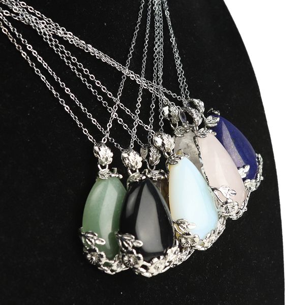 flower edged water drop natural stone opal crystal pendant necklace chakra healing jewelry for women men chain, Silver
flower edged water drop natural stone opal crystal pendant necklace chakra healing jewelry for women men chain, Silver