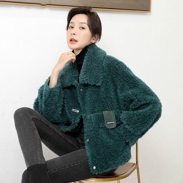 women's fur & faux 2021 winter genuine wool coat real jacket shearing sheep female elegant short coats t16, Black
women's fur & faux 2021 winter genuine wool coat real jacket shearing sheep female elegant short coats t16, Black