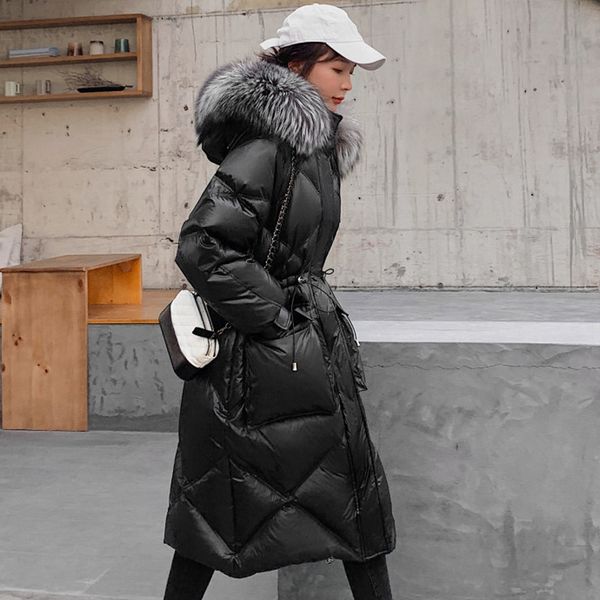large natural fox skin warm winter long women's jackets parka 90% white duck down blazers feathered clothing wy8p, Black
large natural fox skin warm winter long women's jackets parka 90% white duck down blazers feathered clothing wy8p, Black