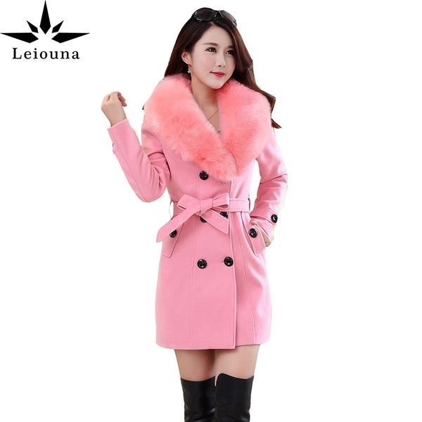 leiouna slim long sleeve plus size m-5xl autumn winter new female woolen coats medium long coat fur collar jacket women clothing 201030, Black
leiouna slim long sleeve plus size m-5xl autumn winter new female woolen coats medium long coat fur collar jacket women clothing 201030, Black