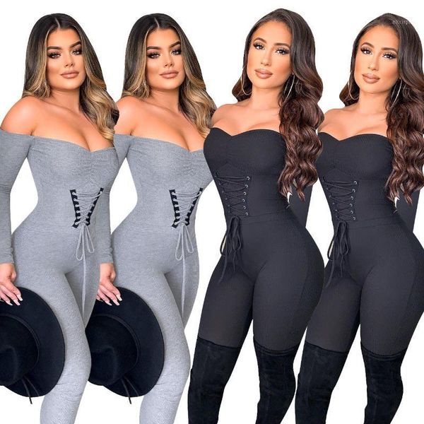 and the united states women's autumn/winter off-the-shoulder corn belt thread jumpsuits europe and the united states1, Black;white 
and the united states women's autumn/winter off-the-shoulder corn belt thread jumpsuits europe and the united states1, Black;white