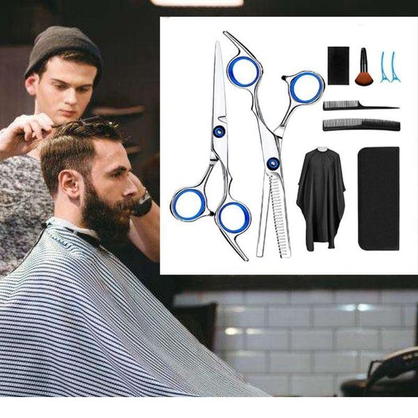 10 pcs professional hair cutting scissors set thinning shears hair razor comb clips cape hairdressing kit bar bbyowm, Silver
10 pcs professional hair cutting scissors set thinning shears hair razor comb clips cape hairdressing kit bar bbyowm, Silver