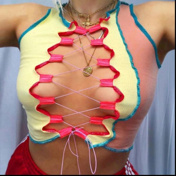 hollow out camisole women punk style ribbed knitting crop club party wear colorful tank bandage vest femal, White
hollow out camisole women punk style ribbed knitting crop club party wear colorful tank bandage vest femal, White