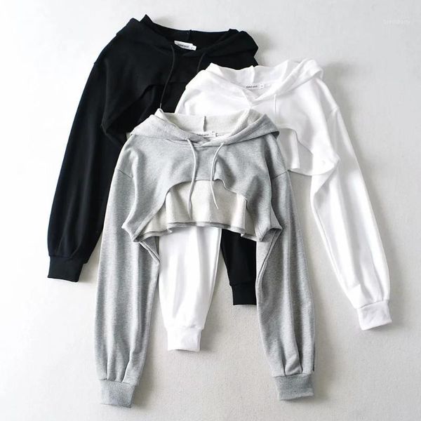 new leisure hooded drawstring loose women short loose workout training sweatshirt fitness tracksuits long sleeve crop 1, Black;brown
new leisure hooded drawstring loose women short loose workout training sweatshirt fitness tracksuits long sleeve crop 1, Black;brown