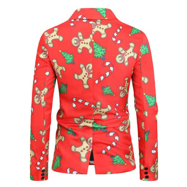 christmas new men's casual 3d print suit coat x26, White;black