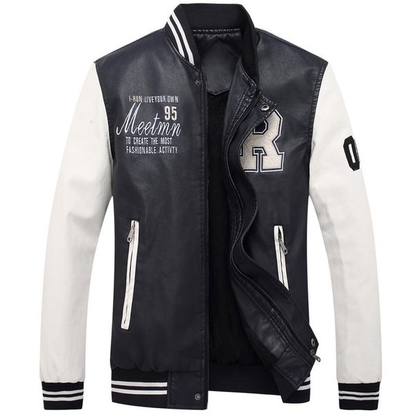fleece faux leather jackets men fashion motorcycle pilot college baseball jacket mens casual embroidery washed pu leather coats, Black
fleece faux leather jackets men fashion motorcycle pilot college baseball jacket mens casual embroidery washed pu leather coats, Black
