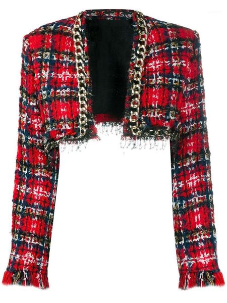 women's jackets est 2021 designer chains sequined fringed tassel plaid tweed crop short jacket1, Black;brown
women's jackets est 2021 designer chains sequined fringed tassel plaid tweed crop short jacket1, Black;brown