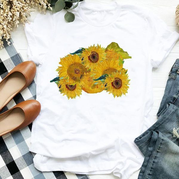 women lady sunflower floral painting casual 90s printing print tshirt female t tee womens shirt clothes graphic t-shirt, White
women lady sunflower floral painting casual 90s printing print tshirt female t tee womens shirt clothes graphic t-shirt, White