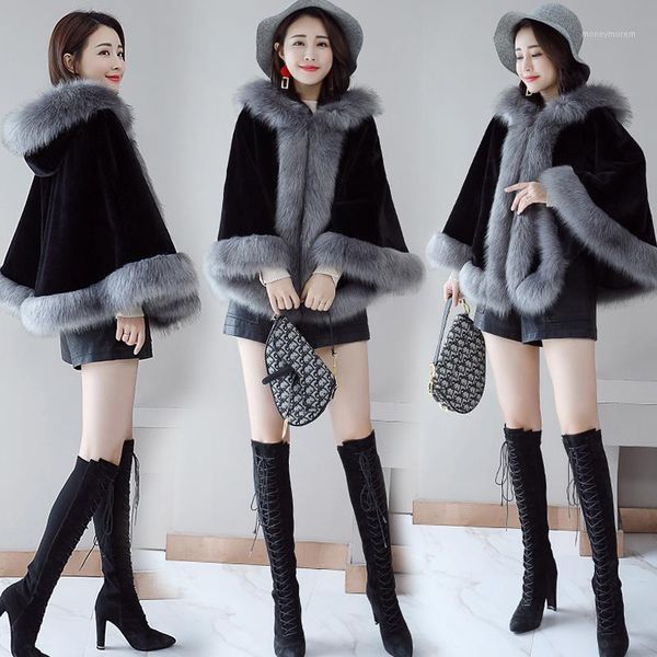 women's wool & blends early spring 2021 cape woolen coat loose hooded temperament bat shawl women winter warm thicke cotton1, Black
women's wool & blends early spring 2021 cape woolen coat loose hooded temperament bat shawl women winter warm thicke cotton1, Black