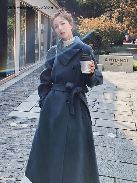 women's wool & blends temperament woolen coat middle long style 2021 autumn winter korean loose hepburn, Black
women's wool & blends temperament woolen coat middle long style 2021 autumn winter korean loose hepburn, Black