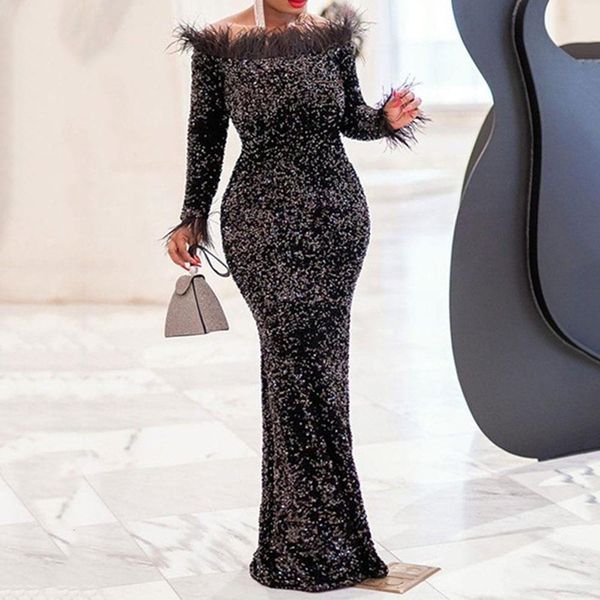 autumn long women party dresses sequinis slash neck feather elegant female dinner dress robe african maxi dress vestiods, Black;gray
autumn long women party dresses sequinis slash neck feather elegant female dinner dress robe african maxi dress vestiods, Black;gray