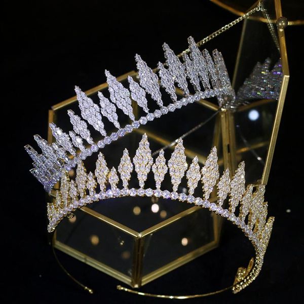classic 3a cz cubic zirconia royal wedding bridal headdress crown women's hair accessories, Golden;silver
classic 3a cz cubic zirconia royal wedding bridal headdress crown women's hair accessories, Golden;silver