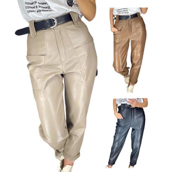 women's pants fashion high waist pockets faux leather pencil pants trousers high waist trousers simple streetwear outfits, Black;white
women's pants fashion high waist pockets faux leather pencil pants trousers high waist trousers simple streetwear outfits, Black;white