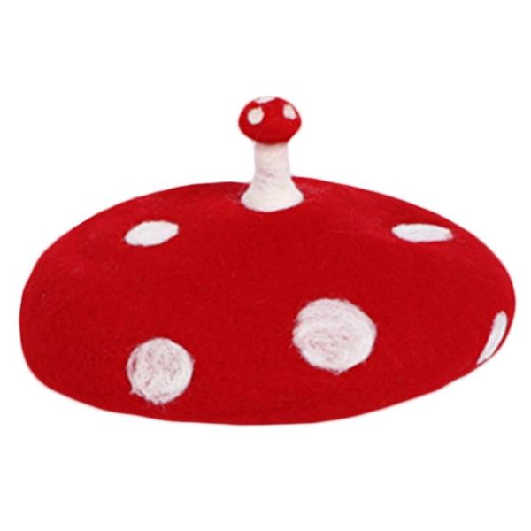 women kids cute small mushroom beret cap faux felt wool white point painter hat lx9e, Blue;gray
women kids cute small mushroom beret cap faux felt wool white point painter hat lx9e, Blue;gray