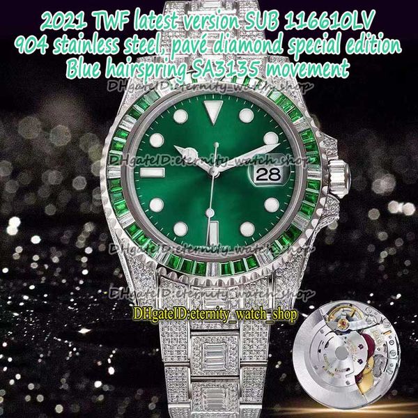 eternity twf pavé diamonds version blue hairspring 904l steel cal.3135 sa3135 automatic green 116610 mens watch diamond iced out watches 116, Slivery;brown
eternity twf pavé diamonds version blue hairspring 904l steel cal.3135 sa3135 automatic green 116610 mens watch diamond iced out watches 116, Slivery;brown
