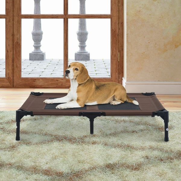 pawhut large pet cot portable dog cat sleep bed elevated camping indoor/outdoor