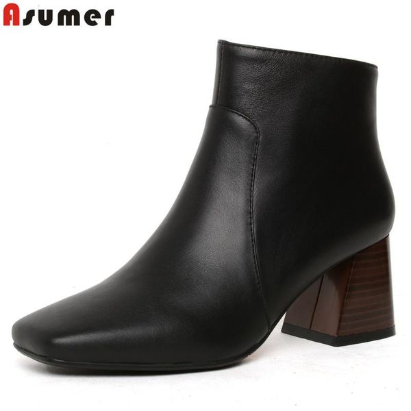 boots asumer 2021 arrival ankle women genuine leather shoes square toe autumn high heel dress party woman short, Black
boots asumer 2021 arrival ankle women genuine leather shoes square toe autumn high heel dress party woman short, Black