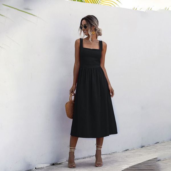 women long dress summer backless casual white black ruched slip midi sundresses 2020 ladies pleated spaghetti strap clothes h1210, Black;gray
women long dress summer backless casual white black ruched slip midi sundresses 2020 ladies pleated spaghetti strap clothes h1210, Black;gray
