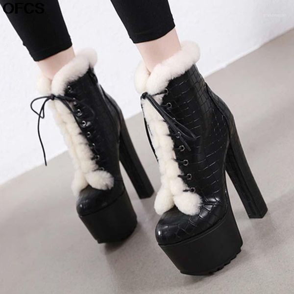 boots high heel winter women thick ladies platform faux fur motorcycle lacing round toe botas shoes1, Black
boots high heel winter women thick ladies platform faux fur motorcycle lacing round toe botas shoes1, Black