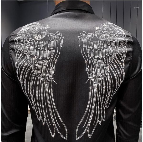 autumn men long shirt hip hop shirt 2020 new male mens solid drill rhinestones fit1, White;black
autumn men long shirt hip hop shirt 2020 new male mens solid drill rhinestones fit1, White;black