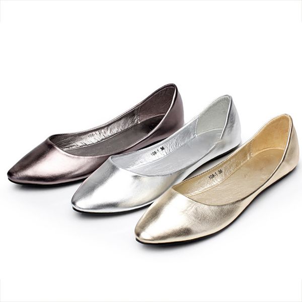 women's ballets apartment wedding gold shiny silver leather casual ladies spring shoes big size 43 71v0, Black
women's ballets apartment wedding gold shiny silver leather casual ladies spring shoes big size 43 71v0, Black