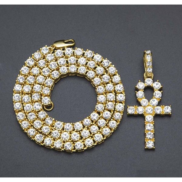 egyptian ankh key necklaces mens bling gold plated chain rhinestones crystal cross iced out pendant for women's rapper hip hop jewelry, Silver
egyptian ankh key necklaces mens bling gold plated chain rhinestones crystal cross iced out pendant for women's rapper hip hop jewelry, Silver