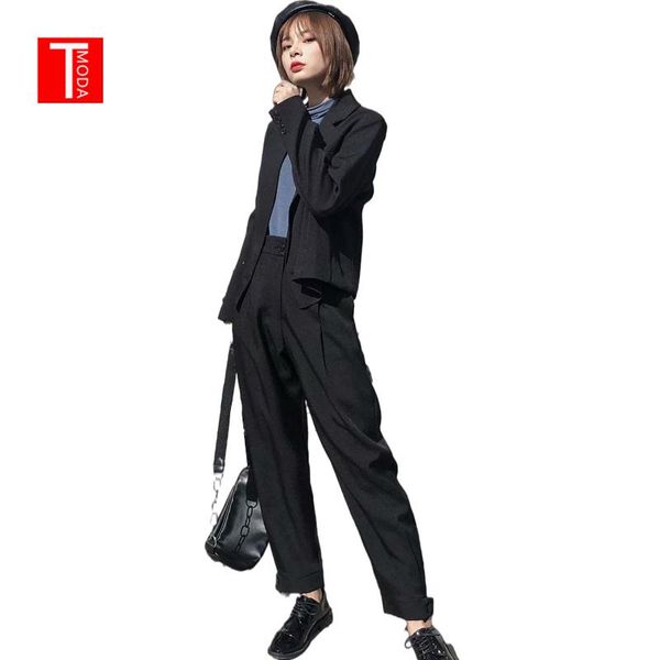 women's two piece pants tmoda656 2021 spring autumn set elegant black double-breasted short blazer jacket +pant suit female outfit, White
women's two piece pants tmoda656 2021 spring autumn set elegant black double-breasted short blazer jacket +pant suit female outfit, White