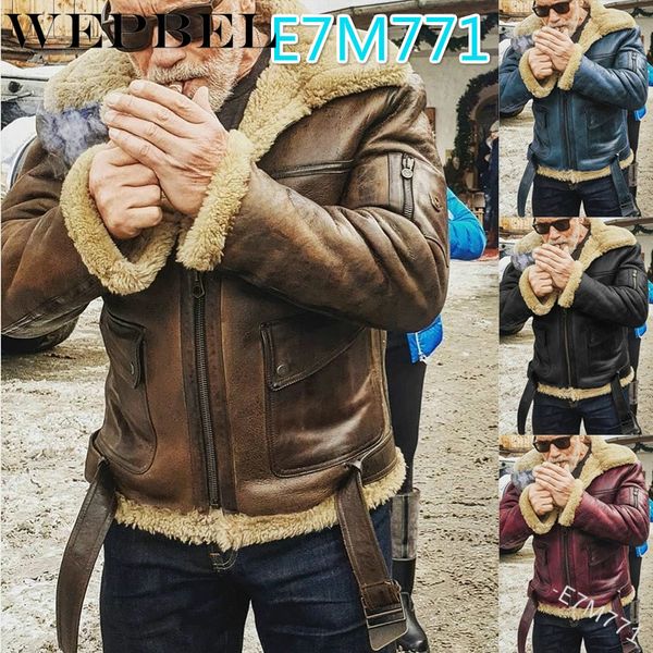 autumn winter coat men's vintage punk motorcycle lapel velvet thick warm pu leather jacket plus velvet leather jacket q1210, Black;brown
autumn winter coat men's vintage punk motorcycle lapel velvet thick warm pu leather jacket plus velvet leather jacket q1210, Black;brown