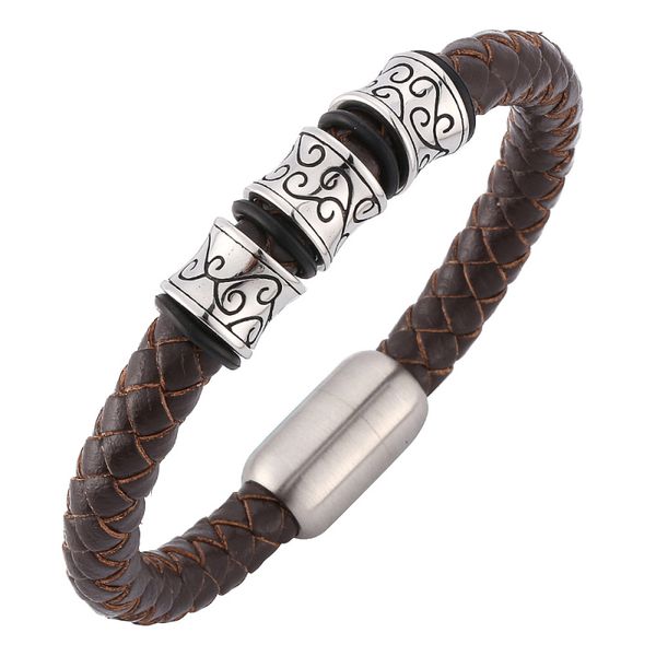 antique silver plated stainless steel charm bracelet retro men style braid leather bracelets, Golden;silver
antique silver plated stainless steel charm bracelet retro men style braid leather bracelets, Golden;silver