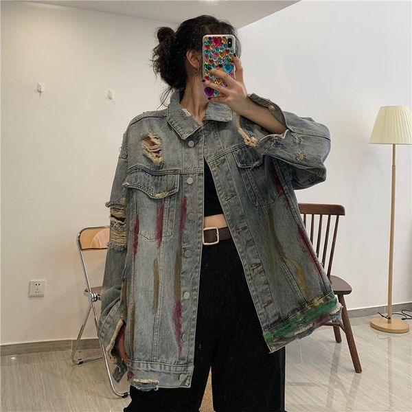 women's jackets oversize vintage graffiti print women denim jacket 2021 streetwear long sleeve loose ripped hole jeans coat outwear har, Black;brown
women's jackets oversize vintage graffiti print women denim jacket 2021 streetwear long sleeve loose ripped hole jeans coat outwear har, Black;brown