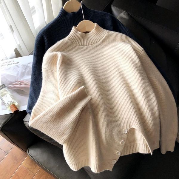 women 2021 autumn winter new fashion thicken warm sweater female solid color pullover ladies loose knitted q502, White;black
women 2021 autumn winter new fashion thicken warm sweater female solid color pullover ladies loose knitted q502, White;black