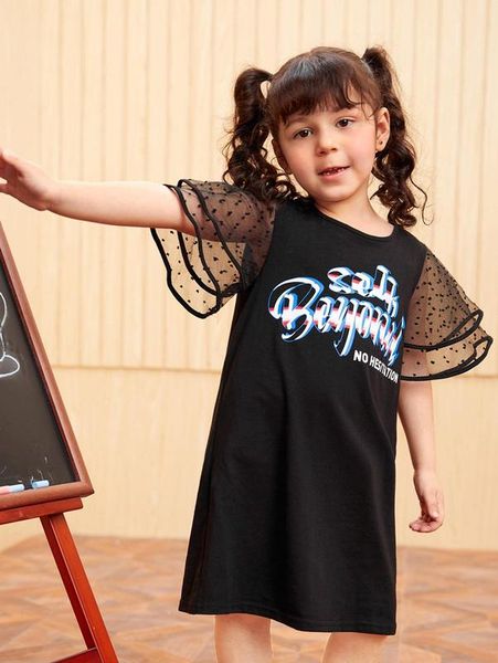 toddler girls 1pc sheer mesh layered sleeve slogan graphic dress she, Red;yellow
toddler girls 1pc sheer mesh layered sleeve slogan graphic dress she, Red;yellow