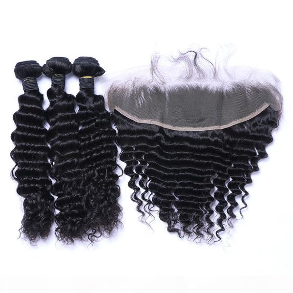 brazilian deep wave human hair weaves 3 bundles with 13x4 lace frontal ear to ear full head natural color can be dyed human hair extensions, Black
brazilian deep wave human hair weaves 3 bundles with 13x4 lace frontal ear to ear full head natural color can be dyed human hair extensions, Black