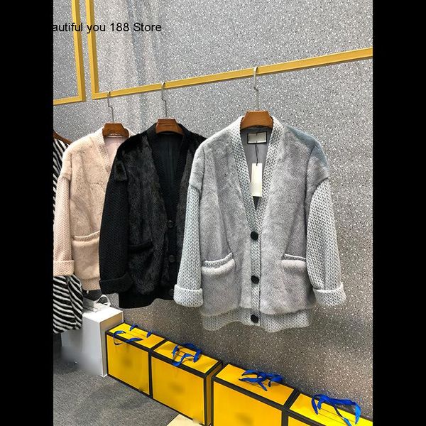 and 2020 autumn winter women's new home same style velvet mink whole mink knitted coat short hundred tower tide, Black
and 2020 autumn winter women's new home same style velvet mink whole mink knitted coat short hundred tower tide, Black