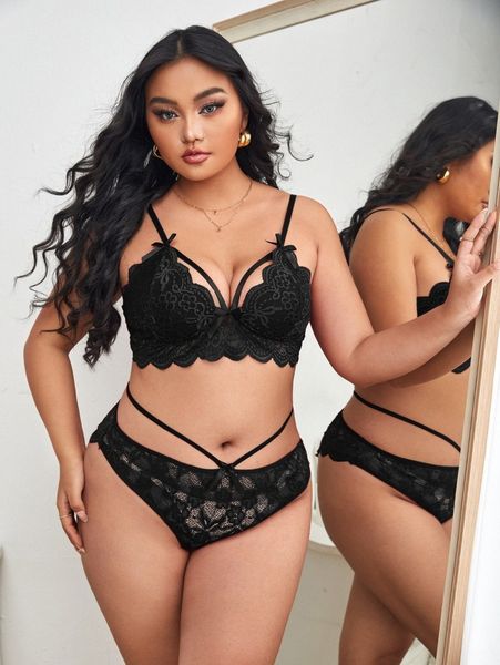 plus floral lace harness lingerie set a9e0#, Black;white
plus floral lace harness lingerie set a9e0#, Black;white